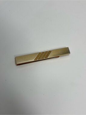 SWANK Gold Tone Tie Bar with Diagonal Stripe Accent